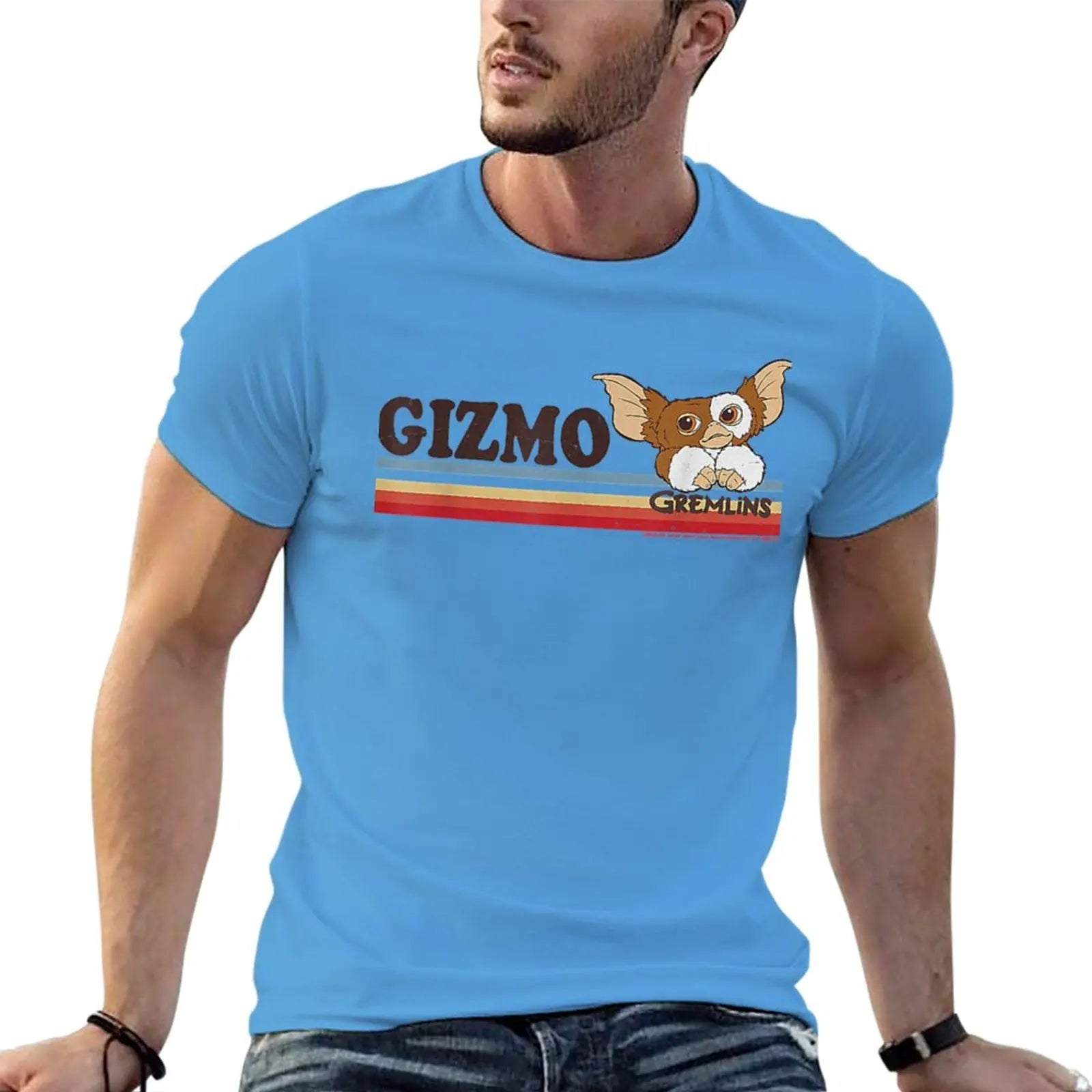 New Gremlins Gizmo - Retro Stripes - Essential T-Shirt - Sublime T Shirt - Black T Shirts - Sweat Shirt - T Shirts Men-Medium blue-6XL-