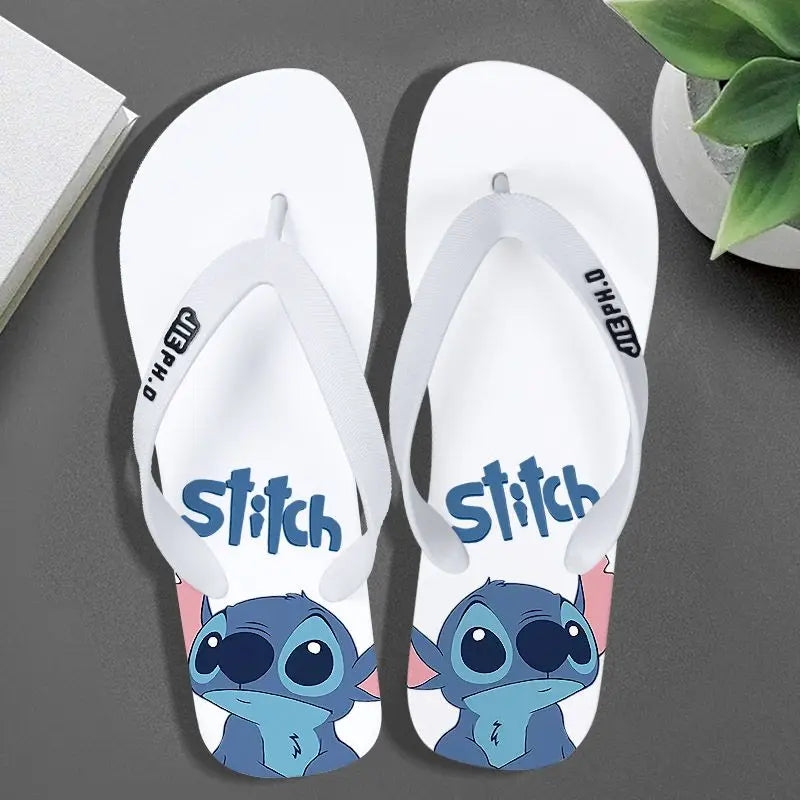 Disney Anime Stitch Casual Kawaii Flip Flop Slippers Summer Couple Outdoor Indoor Bathroom Soft Bottom Foot Clip Cool Slippers-5-42-43-