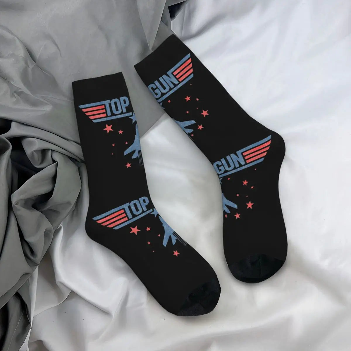 Top Gun Jet Blue & Red Movie Stars Socks - Men's & Women's Harajuku Fashion - Multi-Season Gifts-As Picture Show-One Size-