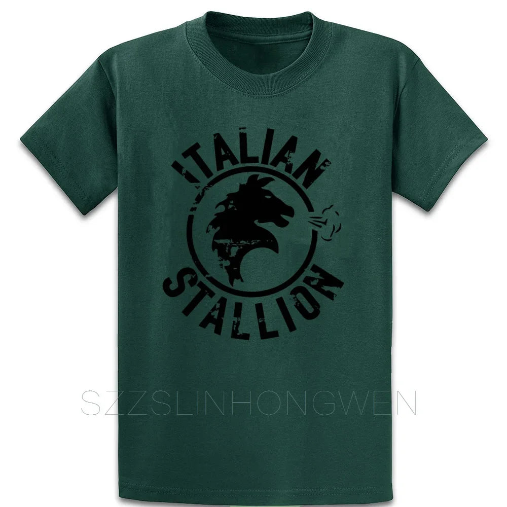 Rocky Balboa Italian Stallion T-Shirt - Funny Short Sleeve Tee in Euro Sizes S-5XL-Army Green-5XL-