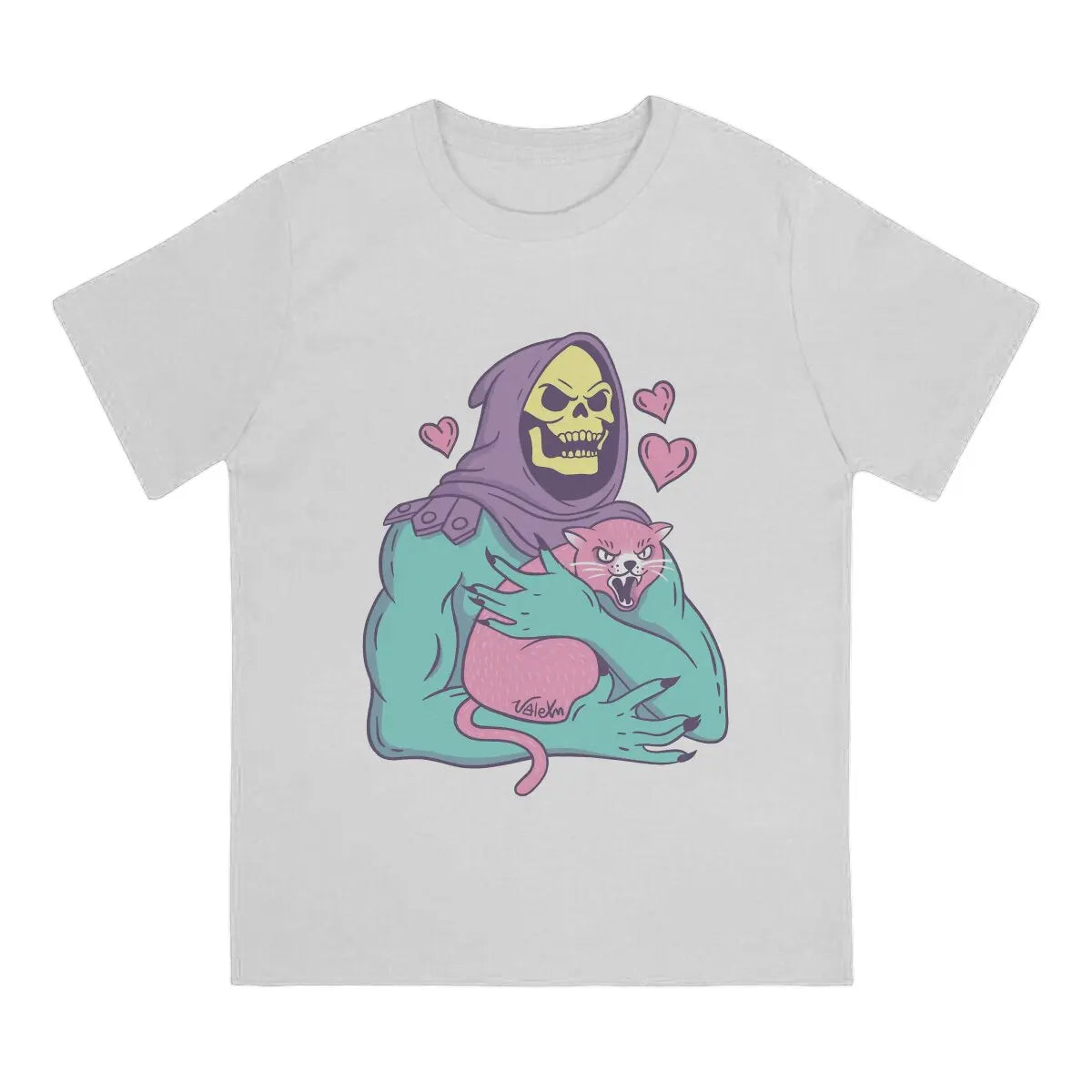 Skeletor’s Cat T-Shirt: Masters of the Universe Homme Polyester Streetwear for Men - Horror Fan Cartoon Gift-