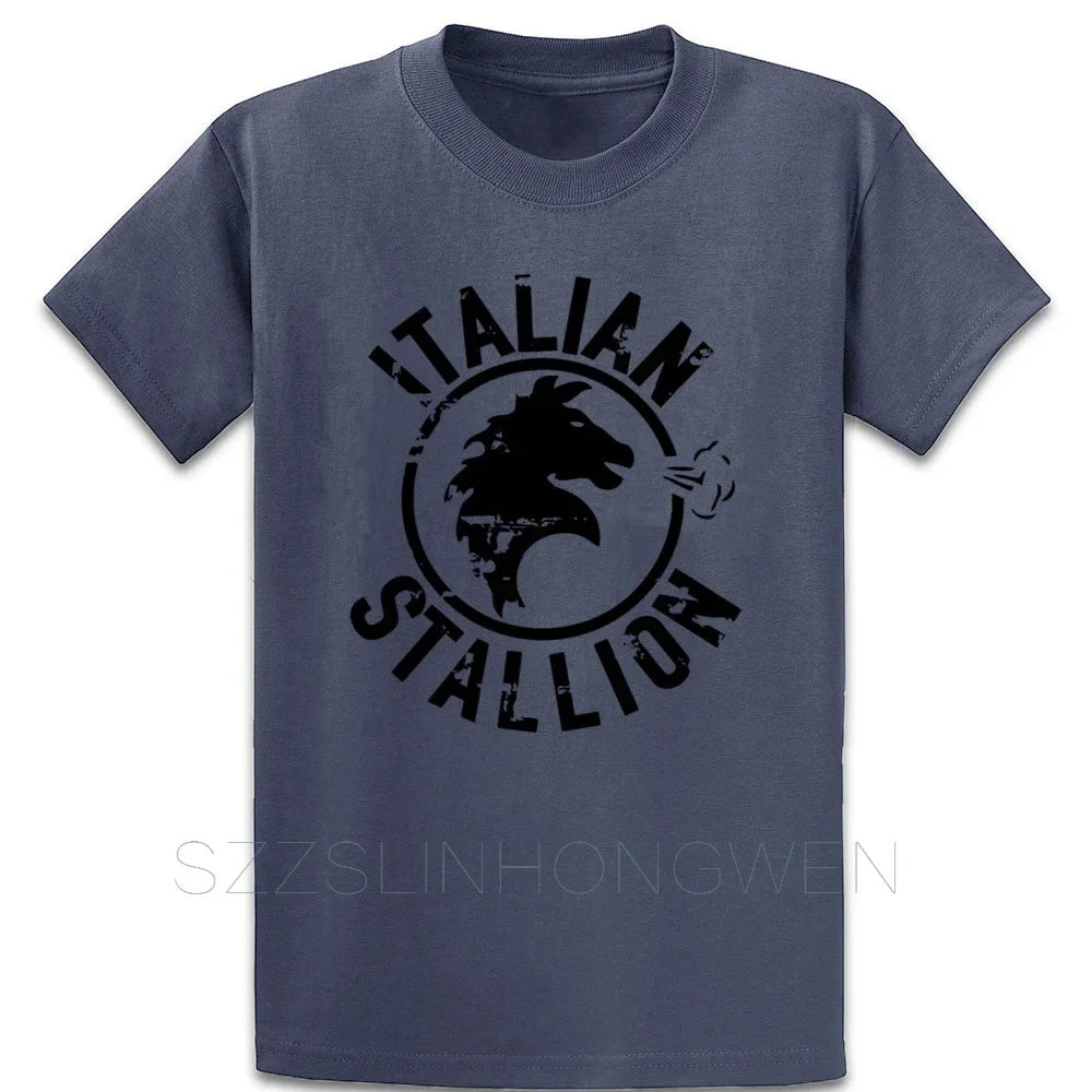 Rocky Balboa Italian Stallion T-Shirt - Funny Short Sleeve Tee in Euro Sizes S-5XL-Dark Gray-5XL-