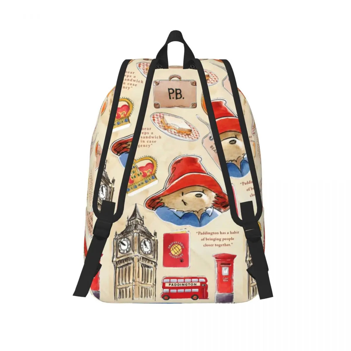 Britain Paddington Brown Bear Classical Backpack - Gift Student Business Cute Movie Cartoon Daypack Men Women Laptop Canvas Bags-