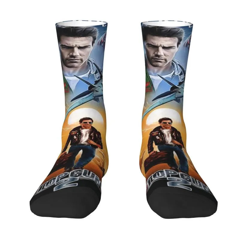 Top Gun Maverick Crew Socks - Men & Women Unisex American Action - Tom Cruise Movie Dress Socks for All Seasons-5-Fashion Socks-