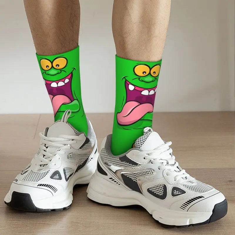 Ghostbusters Slimer Men's Crew Socks - Unisex Novelty 3D Print - Green Ghost Supernatural Movie Dress-