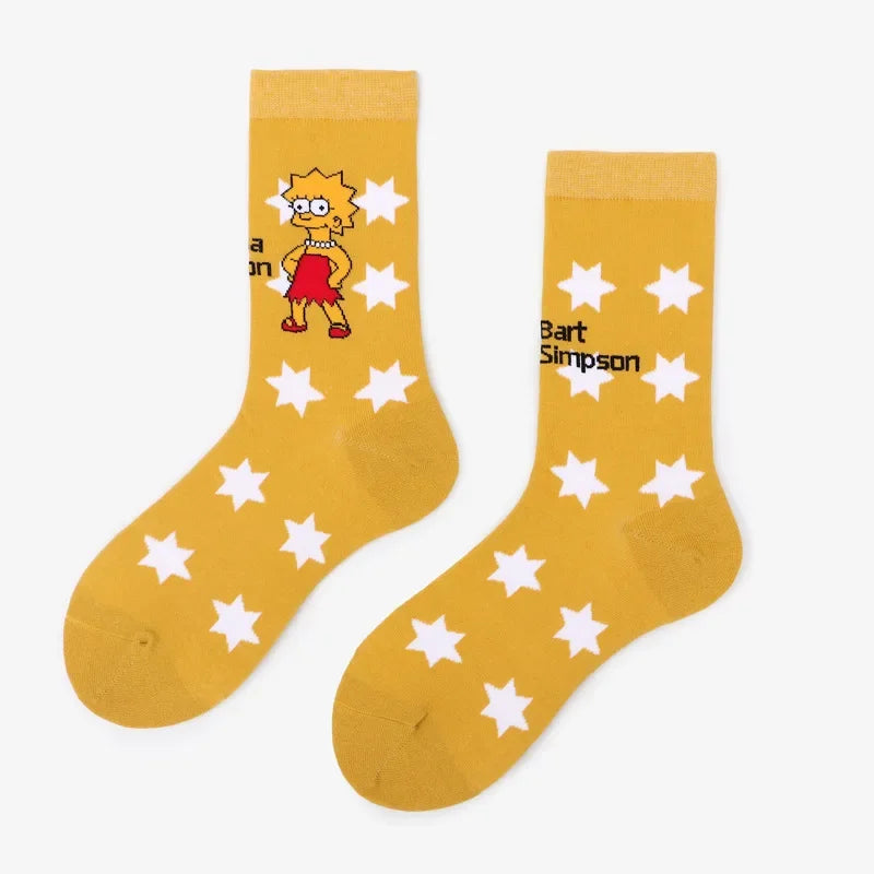 Simpsons Cotton Socks - Funny and Fashionable Hip-Hop Style - Perfect Gift for Girlfriend or Wife Simpsons Fan-22-EUR 35-42-