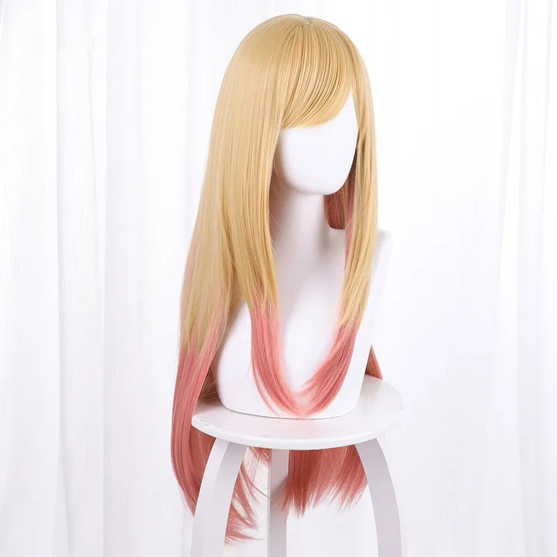 Anime My Dress-Up Darling Marin Kitagawa Cosplay Wig Yellow Pink Gradient Hair Long Straight Hair Kawaii Cute Halloween Carnival-