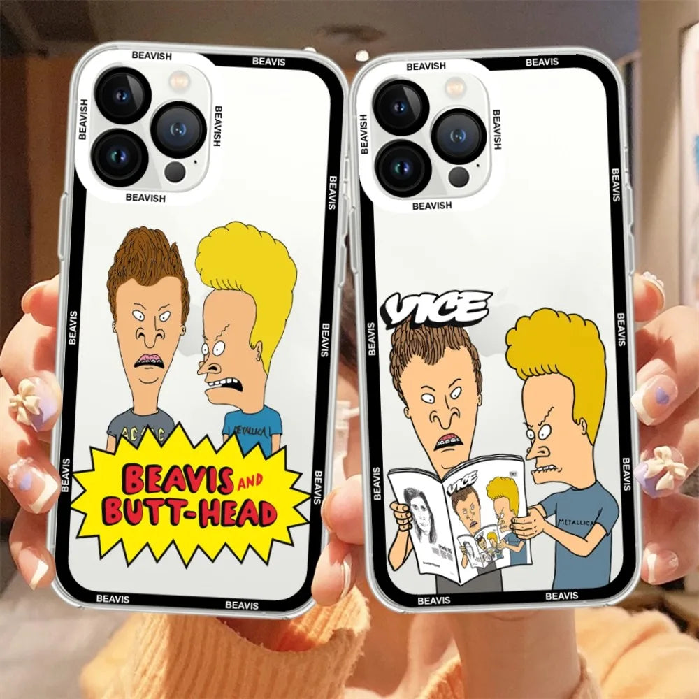 Cartoon Beavis and Butt-Head Phone Case for iPhone 11 12 Mini 13 - Transparent Shell-