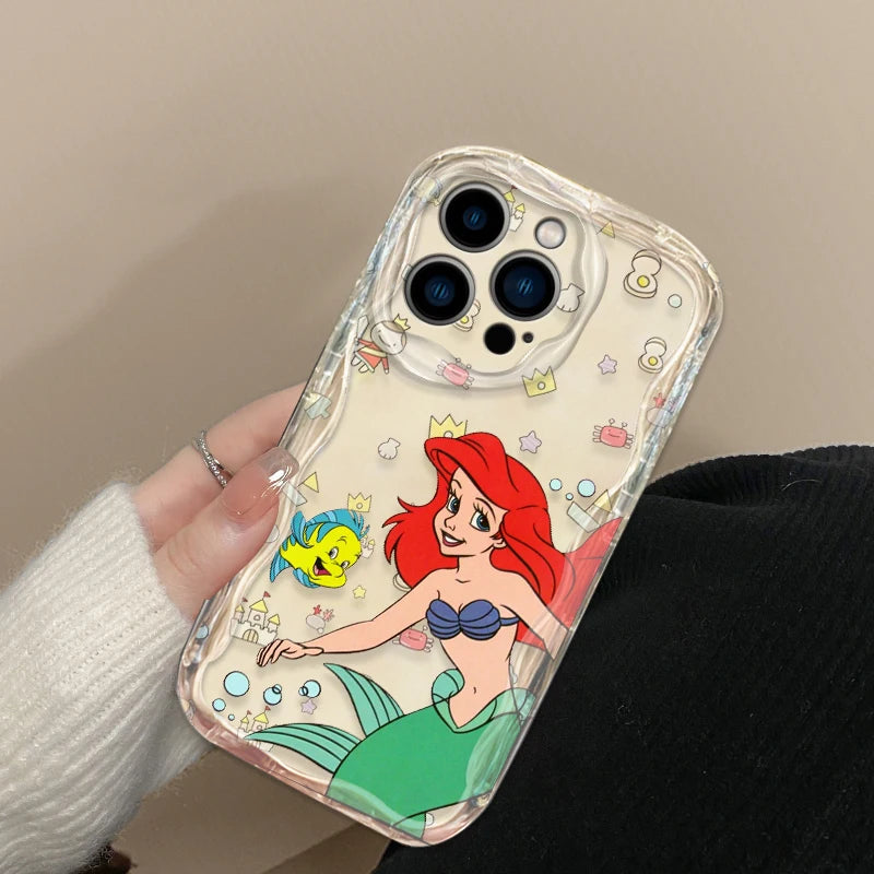 Little Mermaid Girl Phone Case for iPhone 15 14 13 12 11 - Silicon Wave Oil Protection-