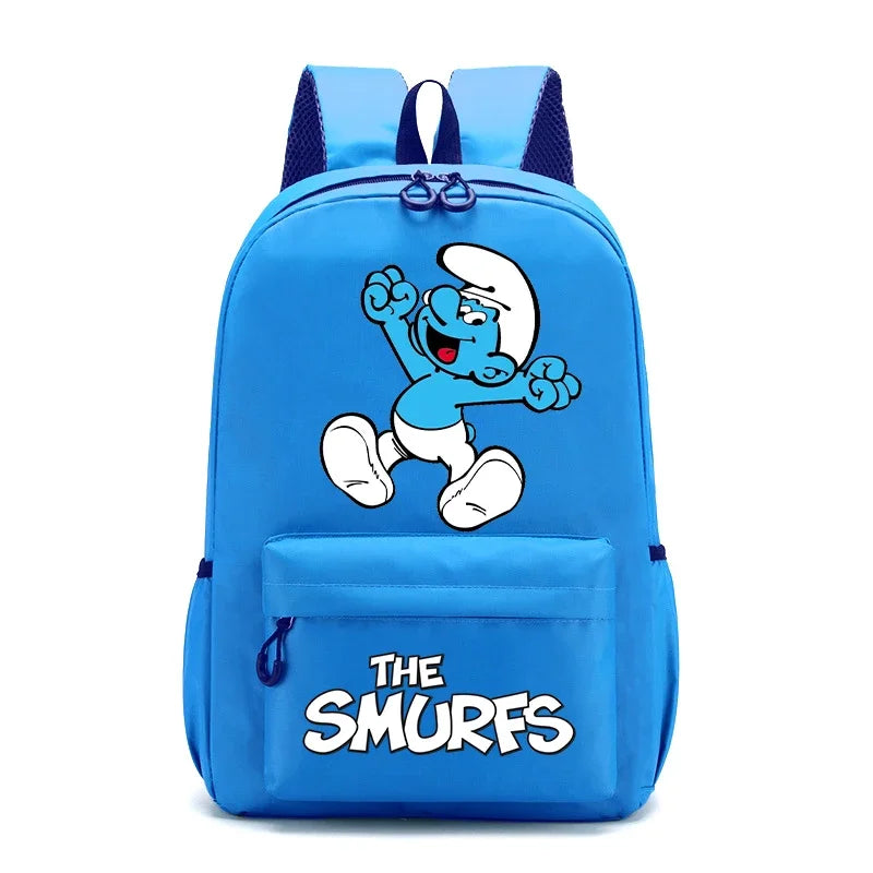 Smurfs Cartoon Kids School Backpack - Retro Laptop Rucksack, Teen Student Bag for Travel or Office Use, Anime Gift-LJL 92-LJL 33-D-44x29x12cm-