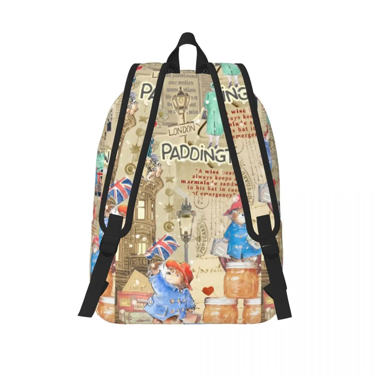 Britain Paddington Brown Bear Backpack Men Women - Teenage High School Work Daypack Cute Movie Cartoon College Canvas Bags Sports-