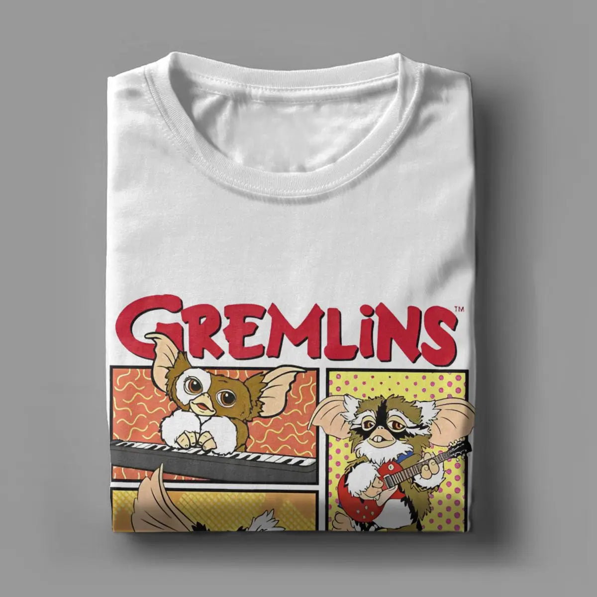 Men’s Gremlins Band - T Shirt 80s Movie - Mogwai Monster Pure - Cotton Vintage Short Sleeve - Round Collar Tee - Graphic Printed T-Shirt-