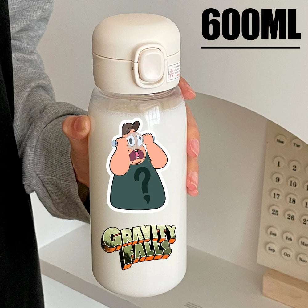 Disney Gravity Falls Water Bottle - 600ML Leak-Resistant Portable Drinking Cup - Transparent PC Design Featuring Dipper and Mabel-GDXZ-6-600ml-