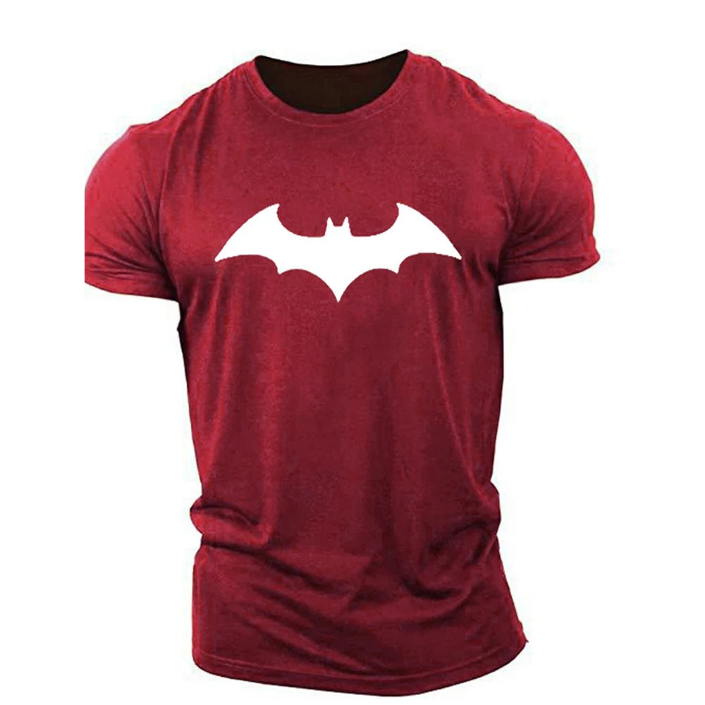 2023 Summer New Fashion Tops Men's Bat Print T-Shirt Round Neck Men's Breathable Fitness Sports Short-Sleeved Quick Dry Clothing-ETLTHJ2321178-XS-