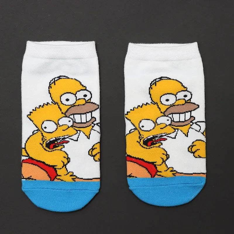 Novelty Simpsons Socks - Happy Cotton Style - Fun and Fashionable Gift for Women or Teens Retro Cartoon Lovers-15-one size-