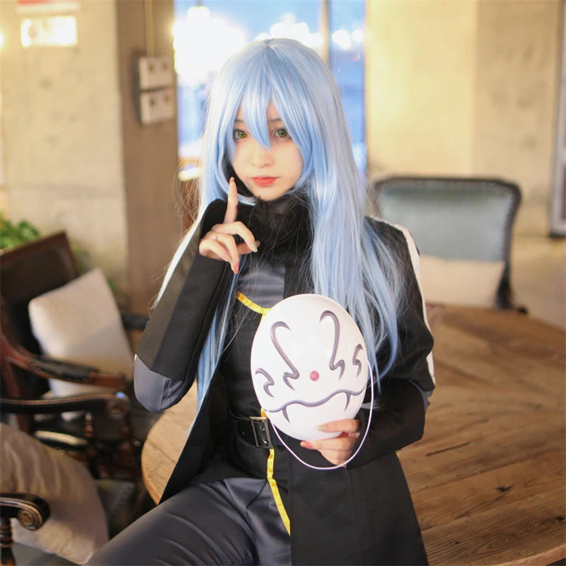 Rimuru Tempest Cosplay - Anime Costume from That Time I Got Reincarnated as a Slime, Including Halloween Uniform, Trench Wig, and Mask Set-