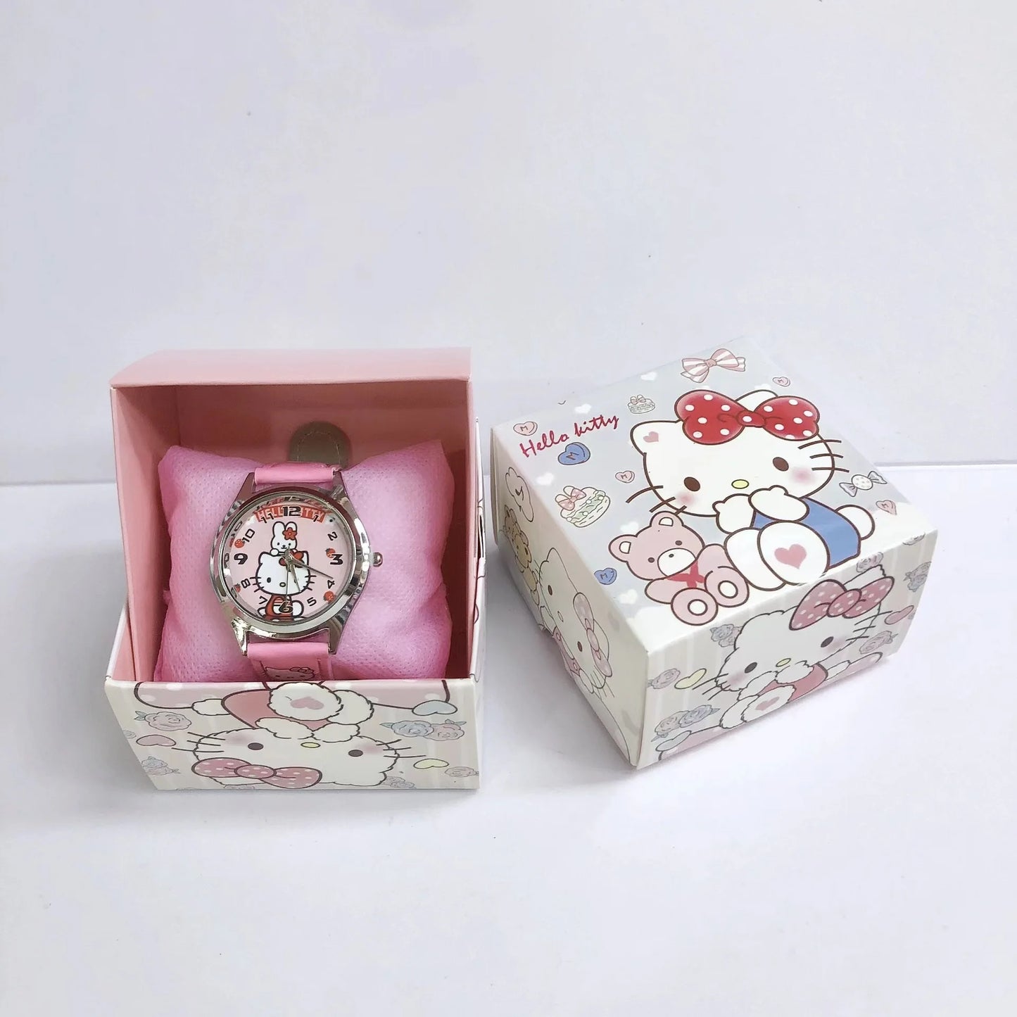 Anime Sanrio PU leather electronic watch kulomi big-eared dog Melody children's watch gift with gift box-kt-