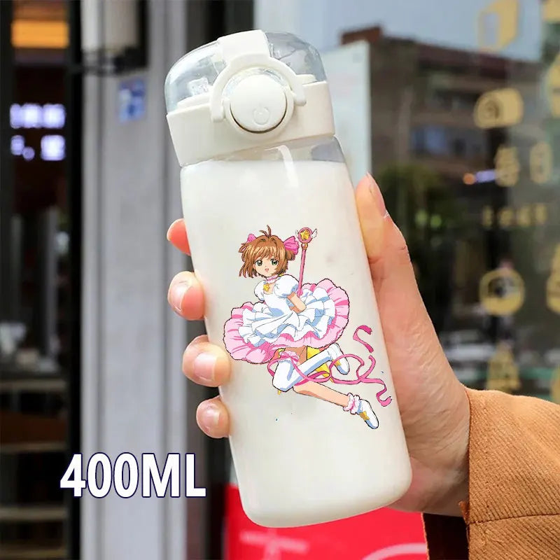 Cardcaptor Sakura Straw Water Bottle - 400ML/600ML Transparent Plastic Anti-Drop Cup for Students and Kids-4-4-