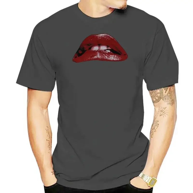 Rocky Horror Picture Show Tee - Iconic Lips Logo - Cool Retro Movie Pride T-Shirt-Men grey-S-