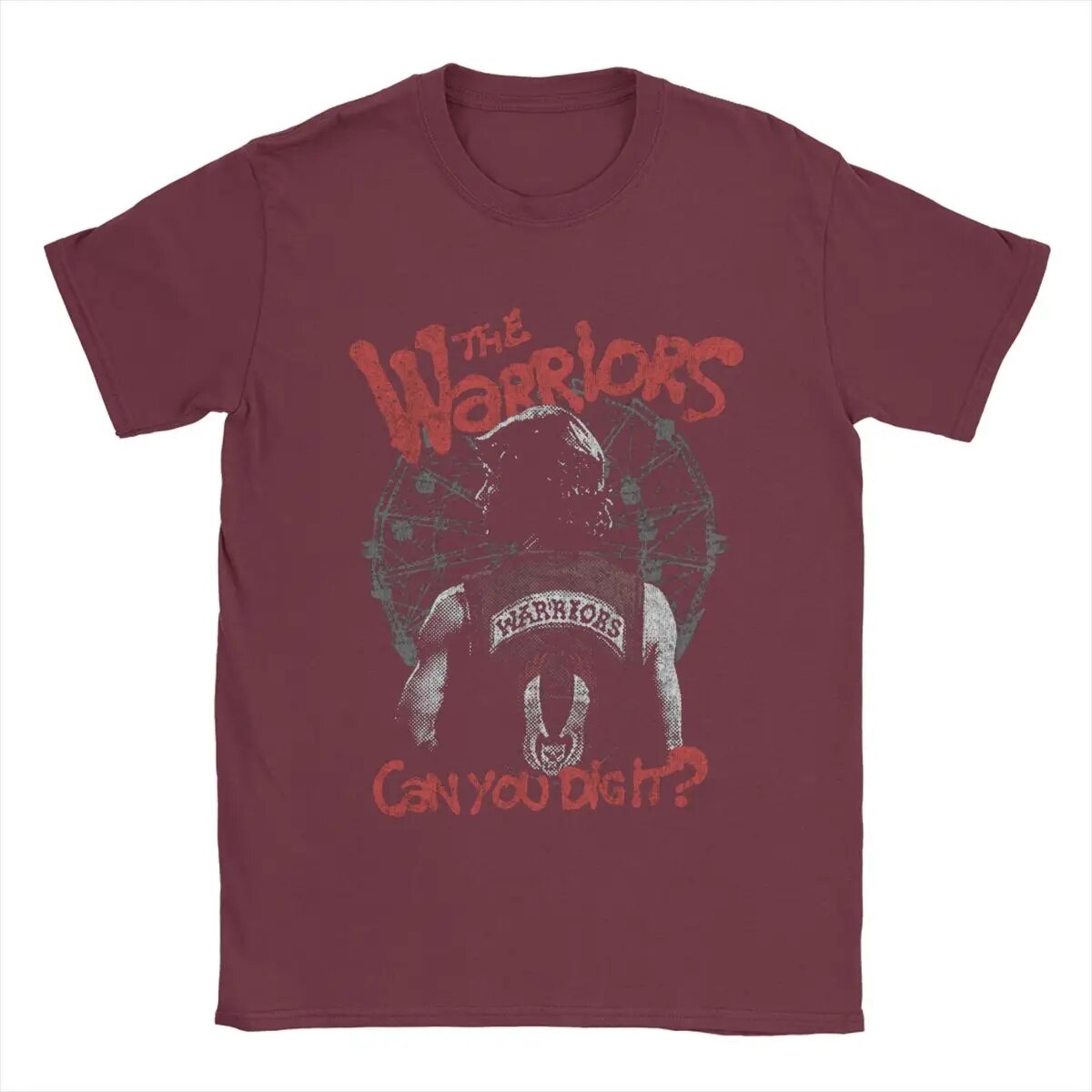 The Warriors Men's T-Shirt - Leisure Round Neck Tee-Burgundy-S-