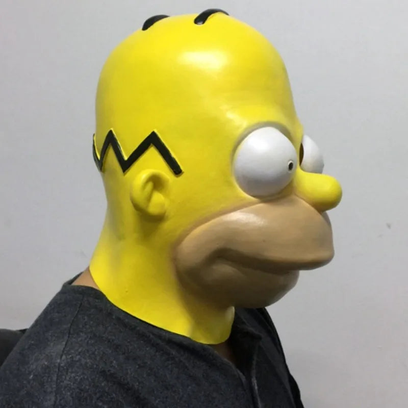 Simpsons Homer Latex Cosplay Mask - Fun Halloween or Carnival Prop - Perfect for Dad or Party Enthusiasts-Homer-