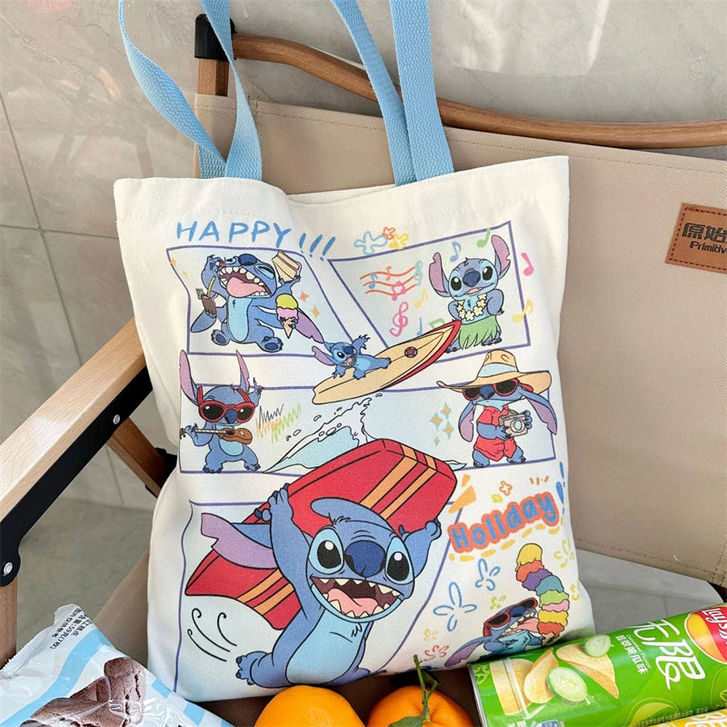 Stitch Canvas Shoulder Bag Tote - Cartoon Shopping Handbag for Girls Kids Gift-1-