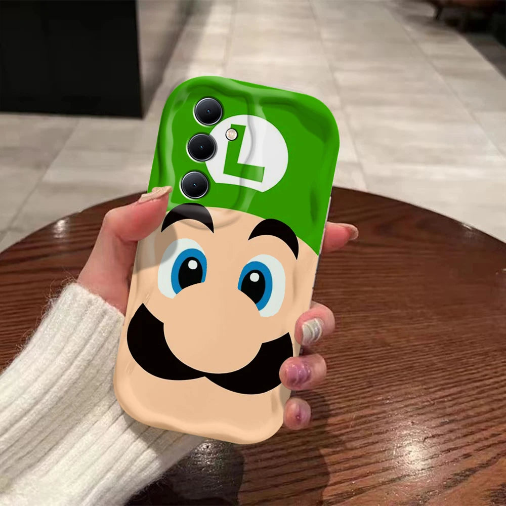 Funny 3D Wave Mario Bros Phone Case for Samsung Galaxy S24, S23, S21, S20 FE Plus Ultra - Soft Silicone Back Cover-NYGDB-29cc24071732-Samsung S24 5G-