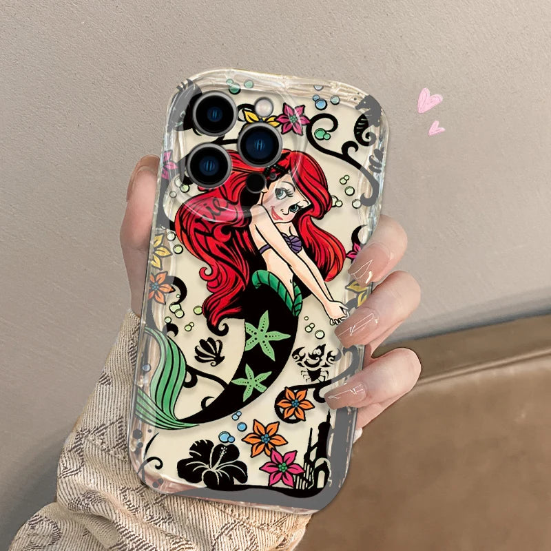 Little Mermaid Girl Phone Case for iPhone 15 14 13 12 11 - Silicon Wave Oil Protection-A63Wtou03-iPhone 14 Pro-