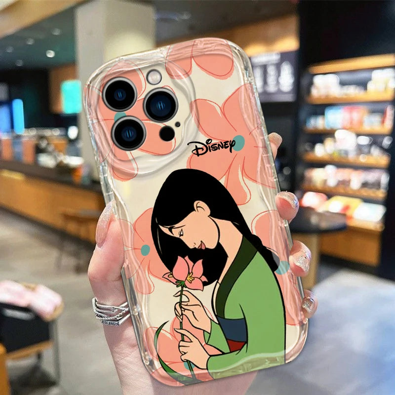 Mulan Cute Cartoon Disney Phone Case for iPhone 15 14 13 12 11 - Soft Transparent Wave Oil Cover-iPhone 15 Plus-WA10704CLE-