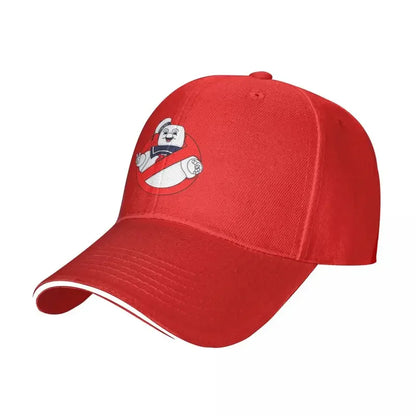 Y2K Marshmallow Mariner Ghostbusters Baseball Cap - Casual Sun Hat for Beach Camping-Red-One Size-