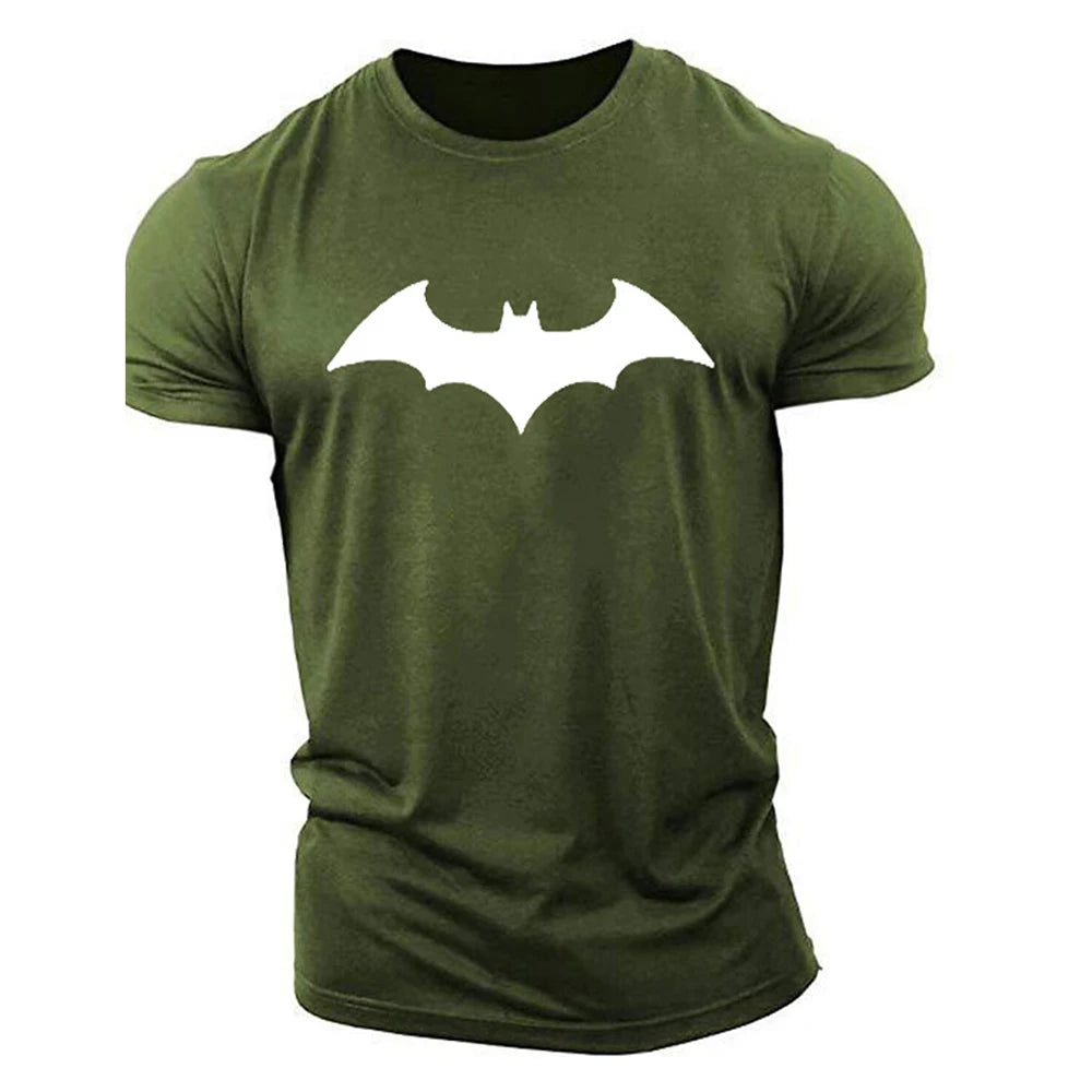 2023 Summer New Fashion Tops Men's Bat Print T-Shirt Round Neck Men's Breathable Fitness Sports Short-Sleeved Quick Dry Clothing-ETLTHJ2321171-4XL-