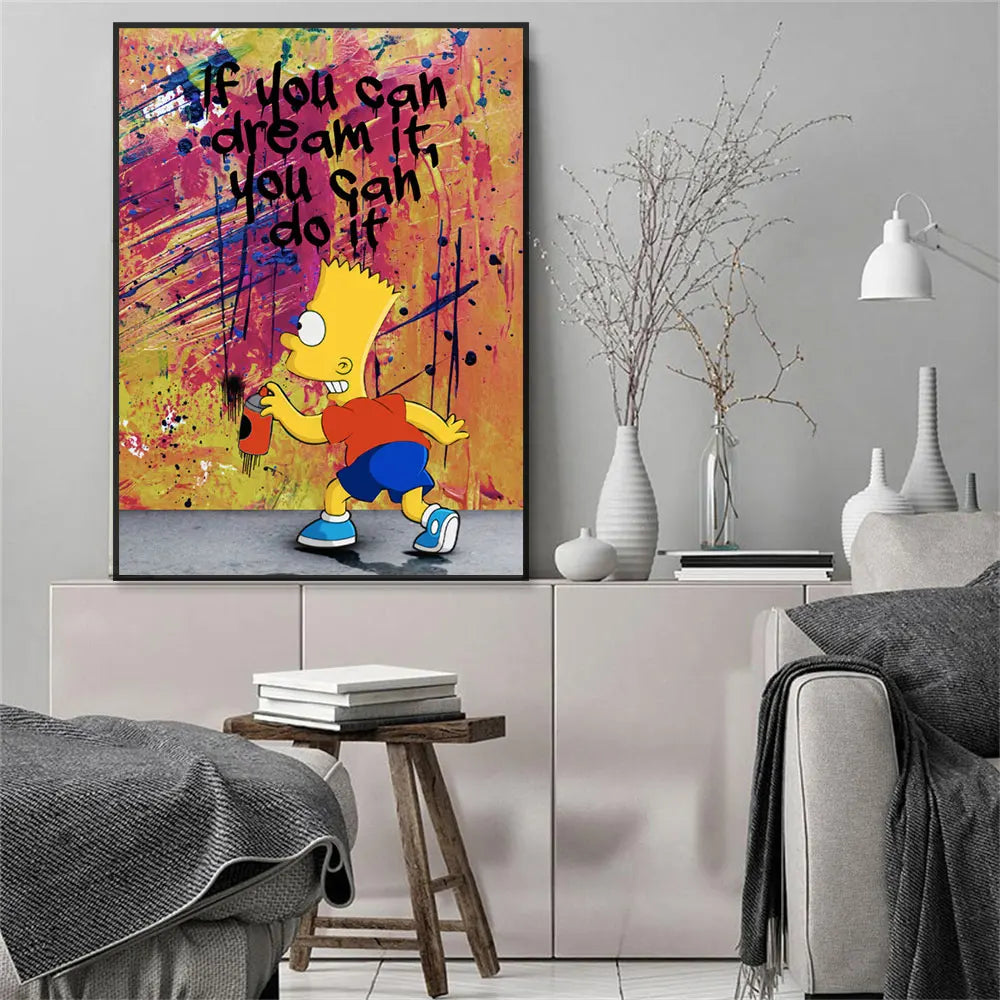 Inspirational Simpsons Wall Art - “Dream It, Do It” Canvas Poster - Perfect Gift for Children’s Rooms - Sizes To Fit-