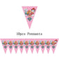 Paw Patrol Birthday Party Decoration - Girls Pink Sky Paper Cups Plates Tableware Balloons - Supplies For Kids - Baby Shower Favors-10pcs pennants-