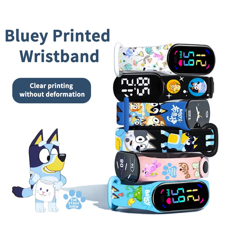 Bluey & Bingo Watch - Colorful Printed Cartoon Electronic Watch - Waterproof Anime Toy - Perfect for Kids’ Gifts-