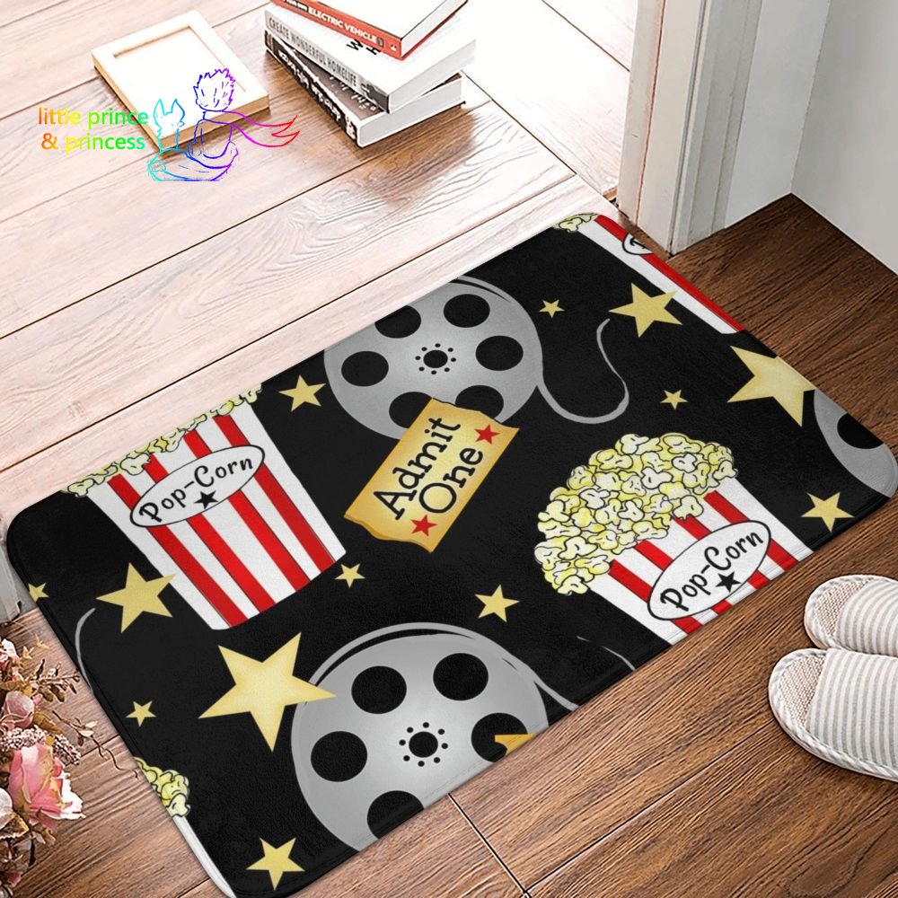 Cinema Admit One Ticket Pillow - Red Doormat and Floor Door Mats - Camera Rug and Carpet Footpad Set-