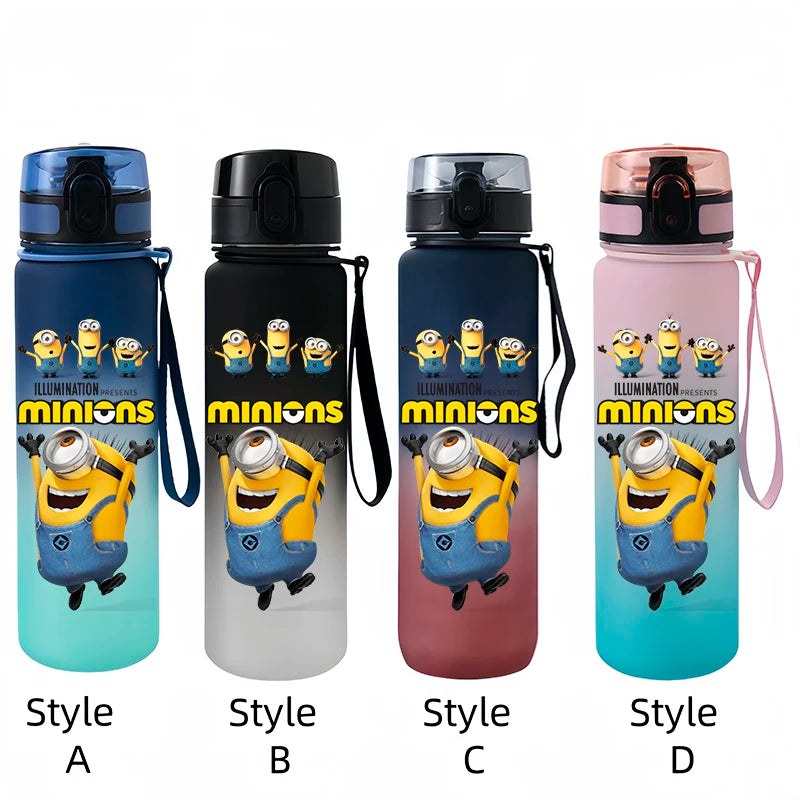 Despicable Me Minions Sports Water Bottle - 650ML Large Capacity Plastic Bottle for Outdoor Activities-xh12-Style A-