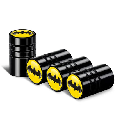 4Pcs DC Comics Batman Car Tire Valve Stems Cap Knurling Style Aluminum Tire Waterproof Valve Cap car Universal accessories gifts-Batman 02-