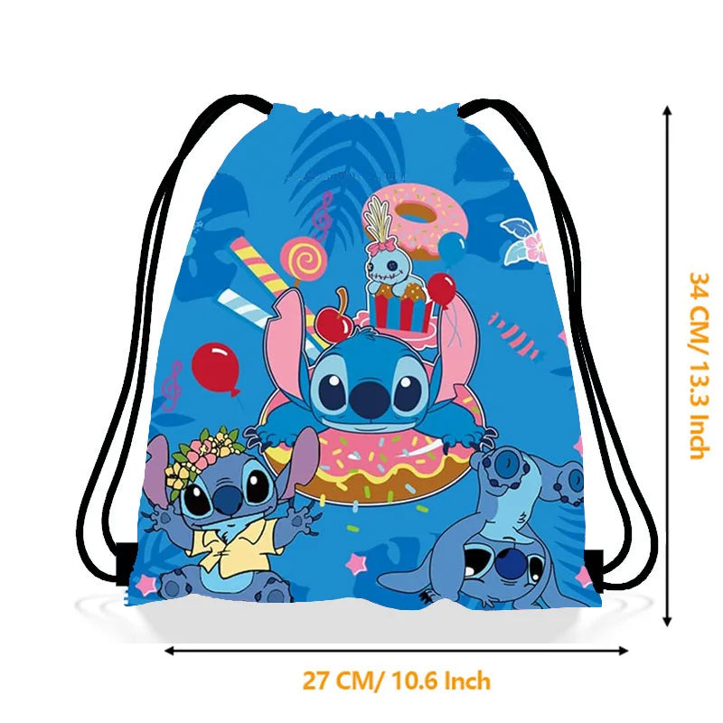 Anime Stitch Drawstring Bag - Kawaii Lilo & Stitch Kids Party Storage Shoulder Gift Pouch-3-