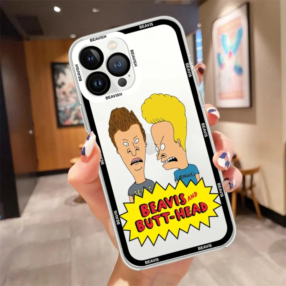 Cartoon Beavis and Butt-Head Phone Case for iPhone 11 12 Mini 13 - Transparent Shell-z1-iPhone14promax-