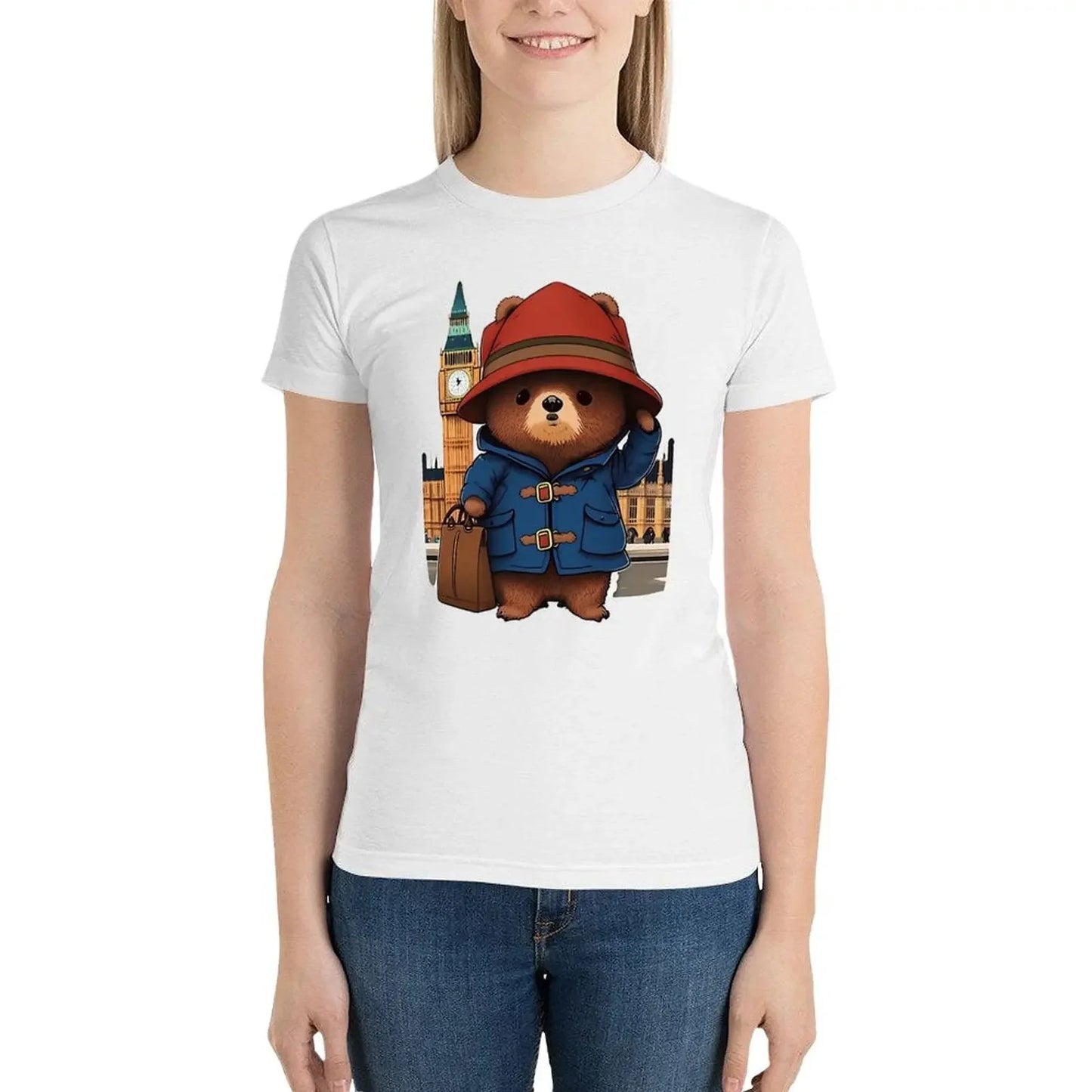 Paddington Bear in London T-shirt - Summer Clothes Hippie Clothes T-shirts for Women-