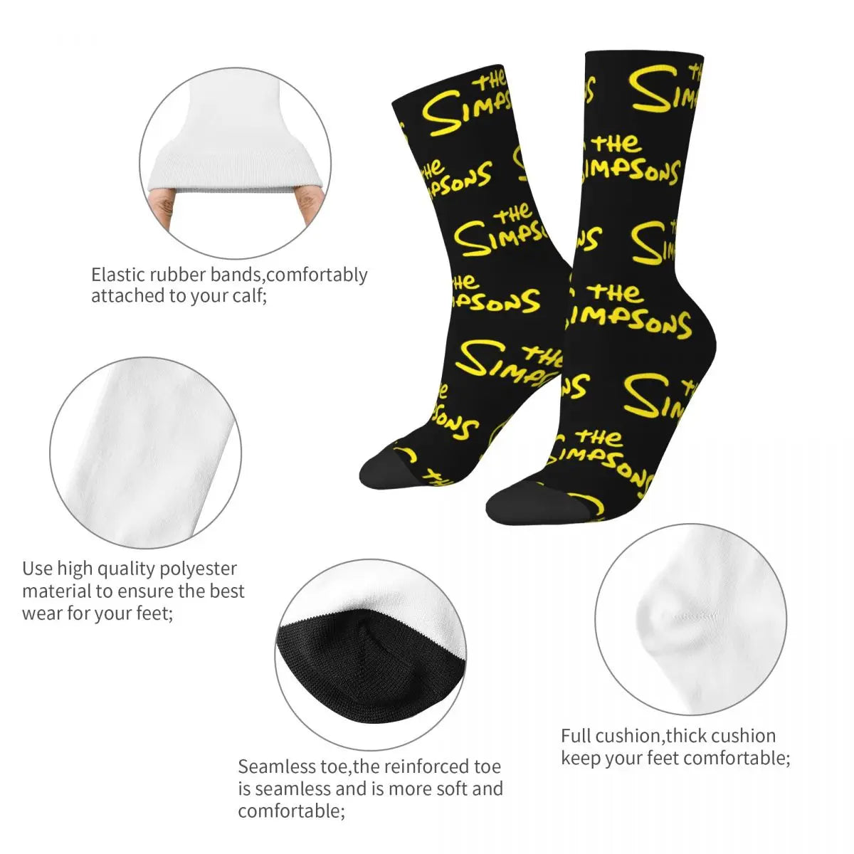 Simpsons Logo Non-Slip Socks - Soft and Breathable Autumn Socks - Fun Fav Cartoon Gift for Husband or Boyfriend-