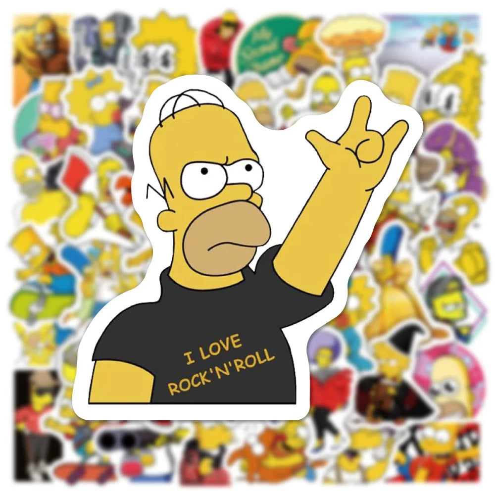 Simpsons Family Cartoon Stickers - DIY Decals for Skateboards, Laptops, or Bikes - Fun Present for Kids or Teens-