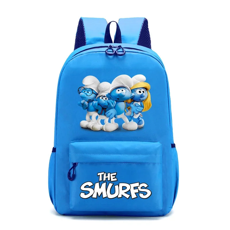 Smurfs Cartoon Kids School Backpack - Retro Laptop Rucksack, Teen Student Bag for Travel or Office Use, Anime Gift-LJL 34-LJL 33-Z-40x26x12cm-