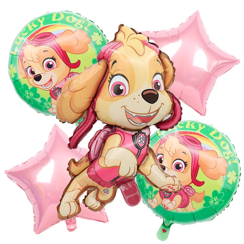 Paw Patrol Birthday Party Decorations Skye Pink - Paper Plates Cups Napkins Tableware Balloons - For Kids Baby Shower Party Supplies-5pcs balloons d-