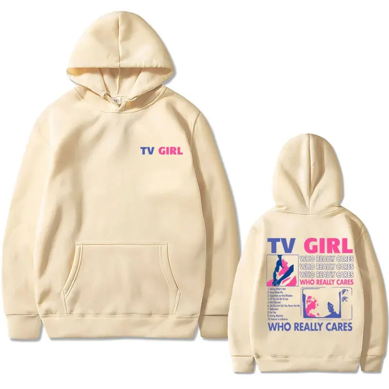 French Exit Hoodie - TV Girl Album Print - Oversized Gothic Sweatshirts for Men or Women-Khaki-XXL-