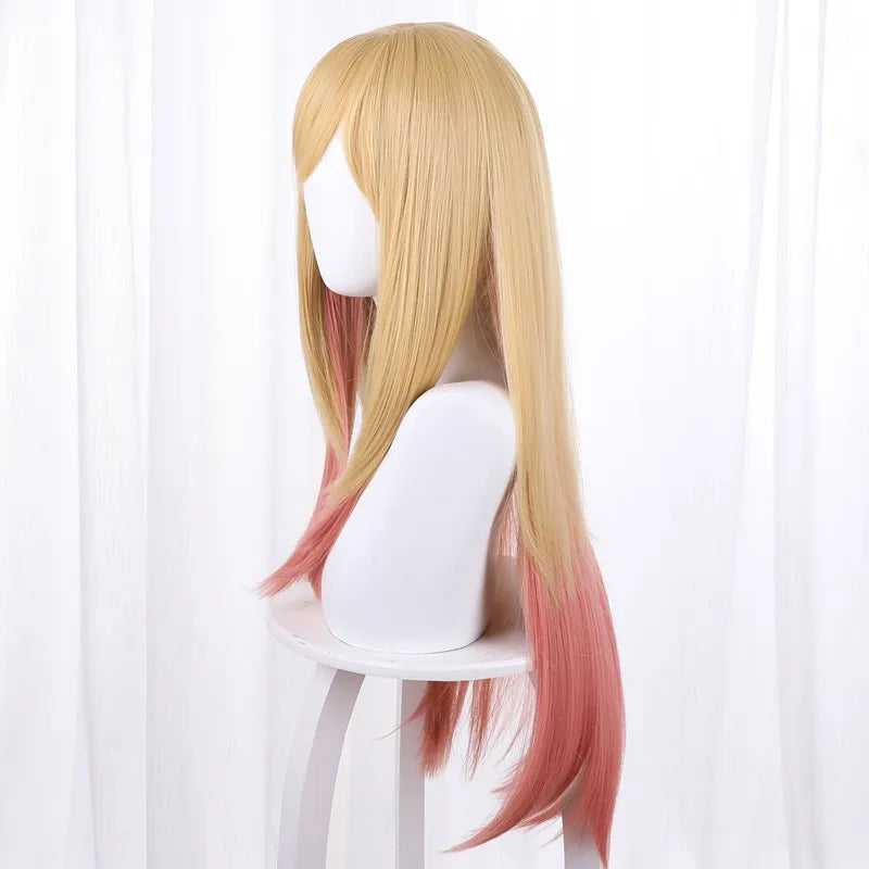 Anime My Dress-Up Darling Marin Kitagawa Cosplay Wig Yellow Pink Gradient Hair Long Straight Hair Kawaii Cute Halloween Carnival-