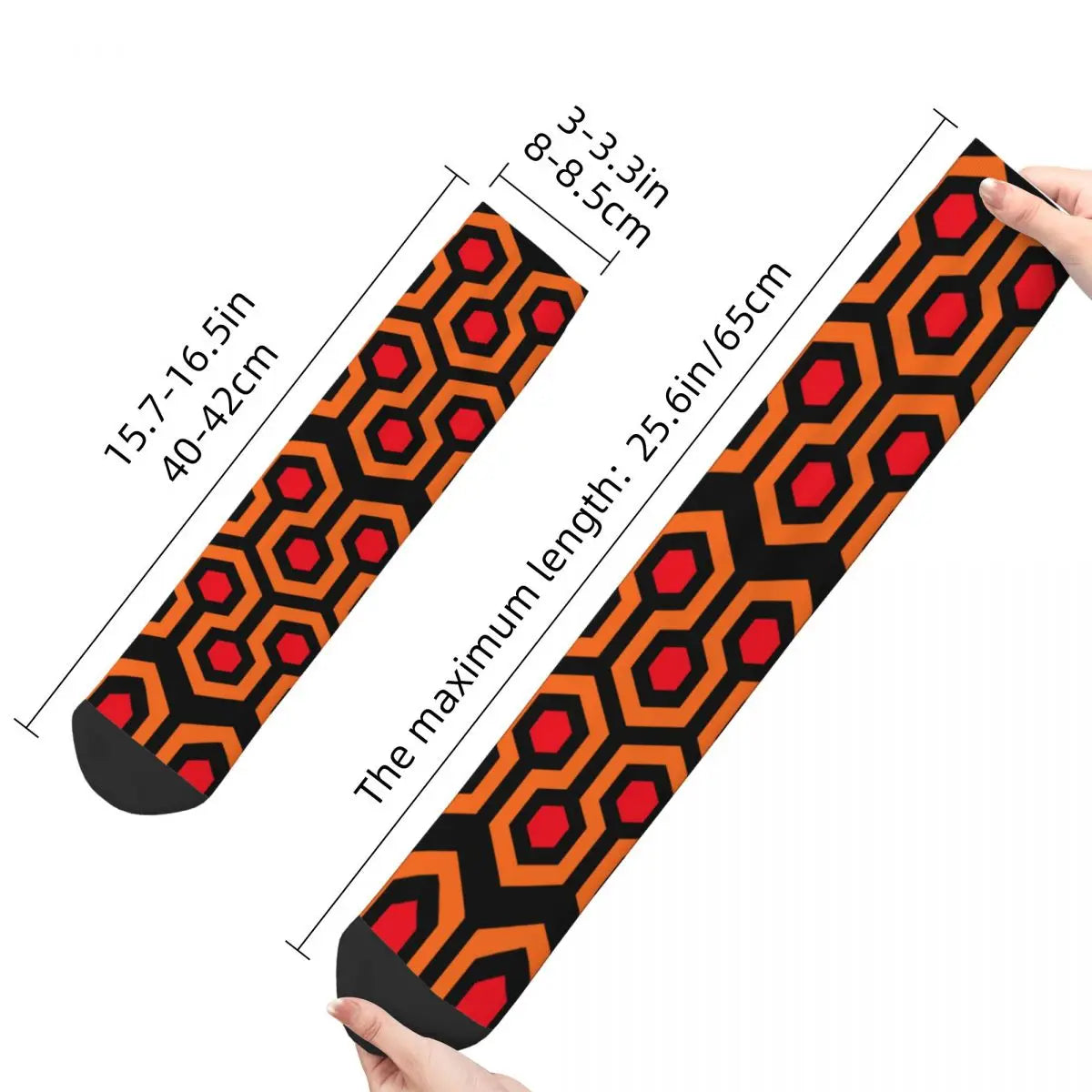 The Shining Horror Film Socks - Warm Overlook Hotel Carpet Pattern - Redrum - High Quality Unisex-WHITE-One Size-