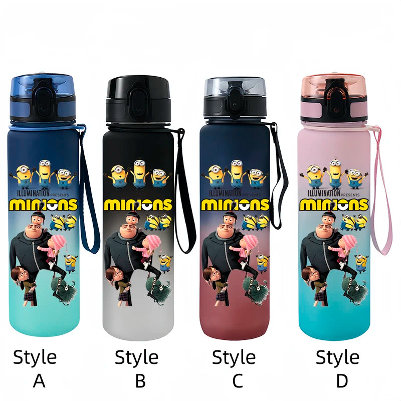 Despicable Me Minions Sports Water Bottle - 650ML Large Capacity Plastic Bottle for Outdoor Activities-xh10-Style A-