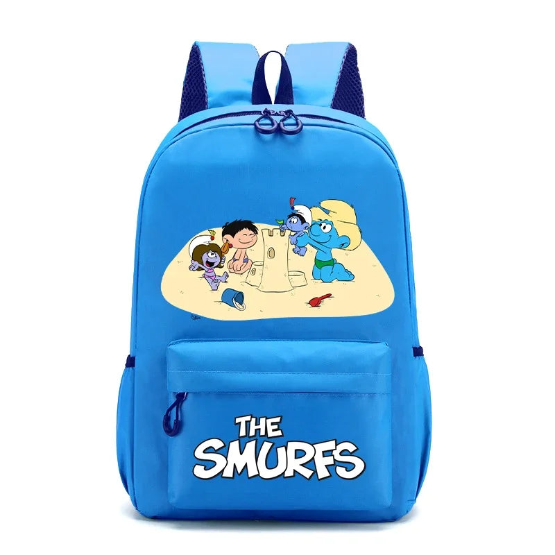 Smurfs Cartoon Kids School Backpack - Retro Laptop Rucksack, Teen Student Bag for Travel or Office Use, Anime Gift-LJL 36-LJL 33-Z-40x26x12cm-