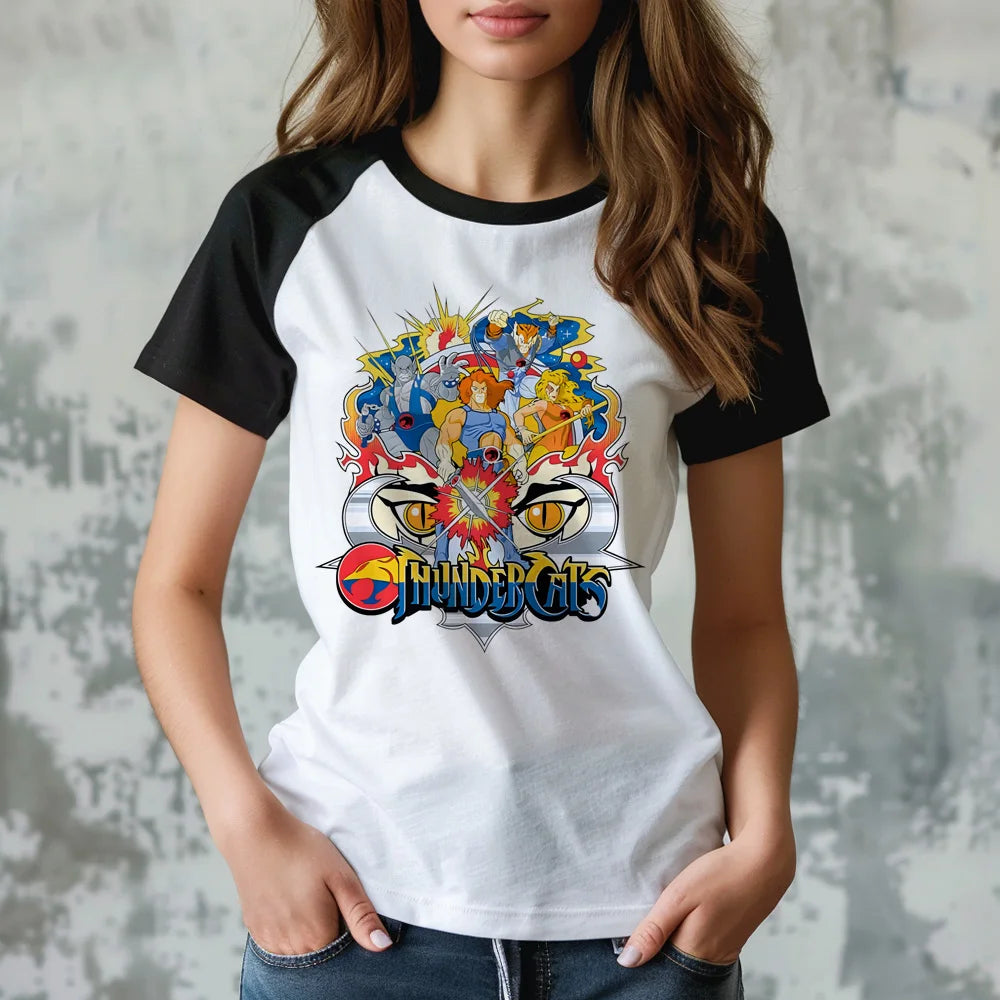 Anime Thundercats Women Tee - Retro Summer Top - Kids of the 80s Cartoon Shirt-17217-XXL-